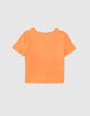 Orangefarbenes Mädchen-T-Shirt mit Schleife vorne-3