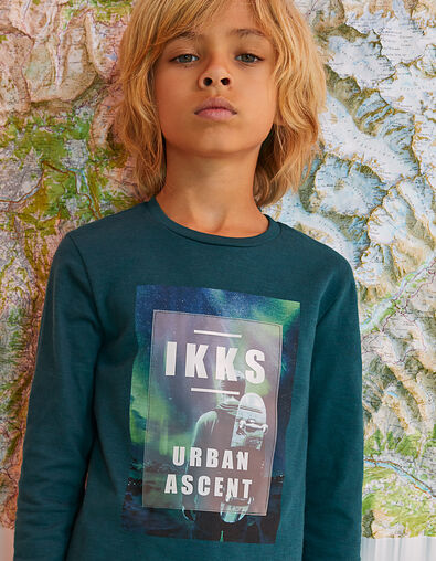 Smaragdgroen T-shirt met skateropdruk Urban Ascent jongens - IKKS