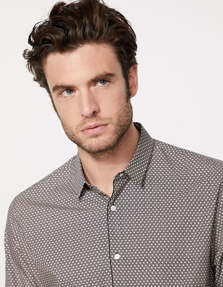 Chemise SLIM noire à motif moucharabieh Homme-4