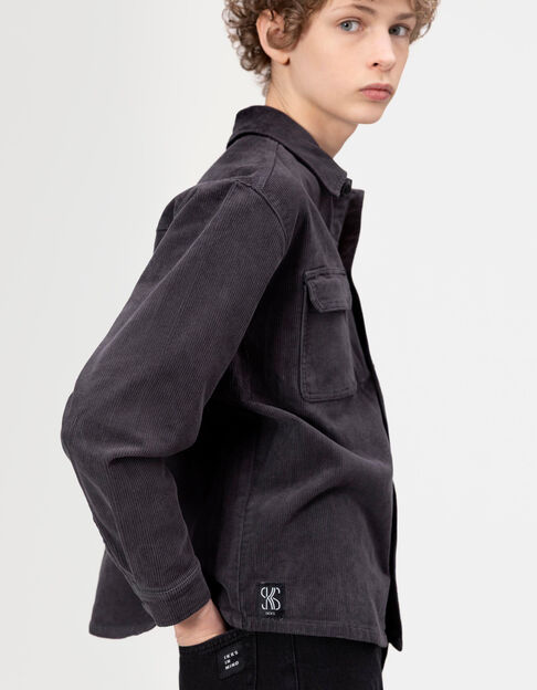 Chemise manches longues grise velours côtelé garçon - IKKS