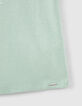 Zweifarbiges M&auml;dchen-T-Shirt mit Message in Mint-6