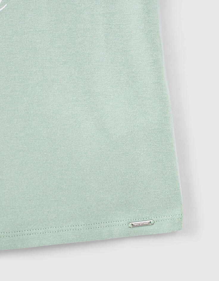 Zweifarbiges M&auml;dchen-T-Shirt mit Message in Mint-6
