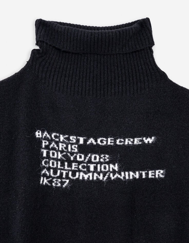 Pull noir tricot d&eacute;cor Femme-7