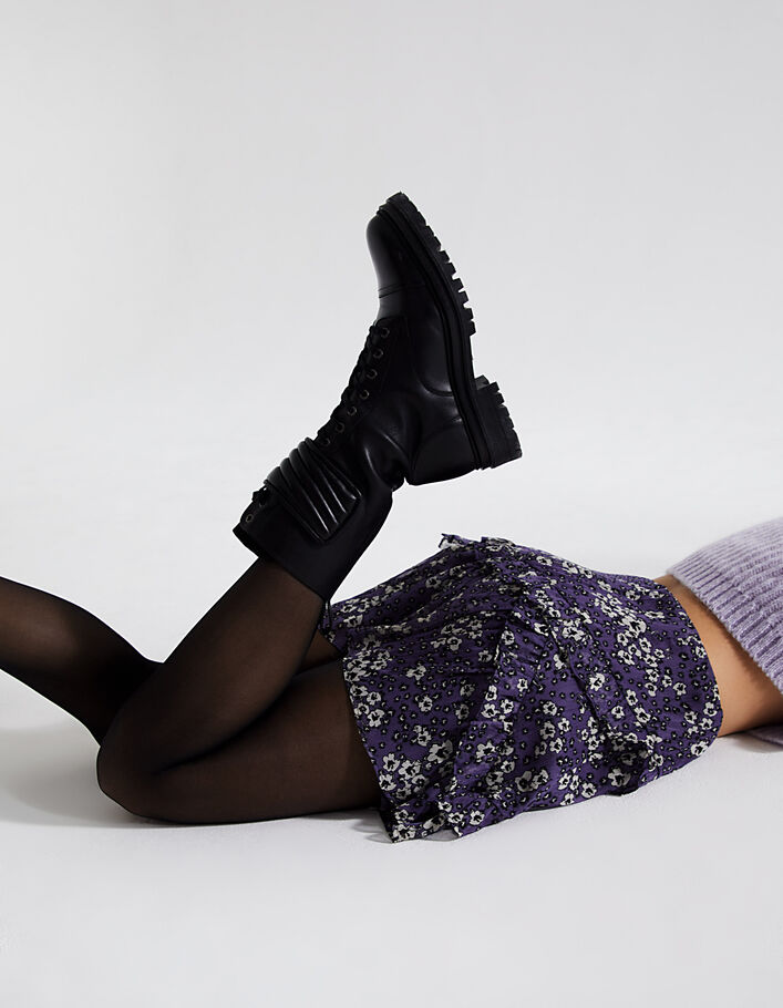 Floral print ruffled crepe voile short skirt-6