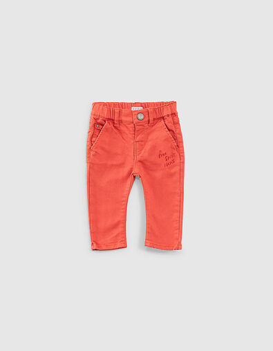 Baby boys’ medium-orange organic cotton knitlook jeans - IKKS