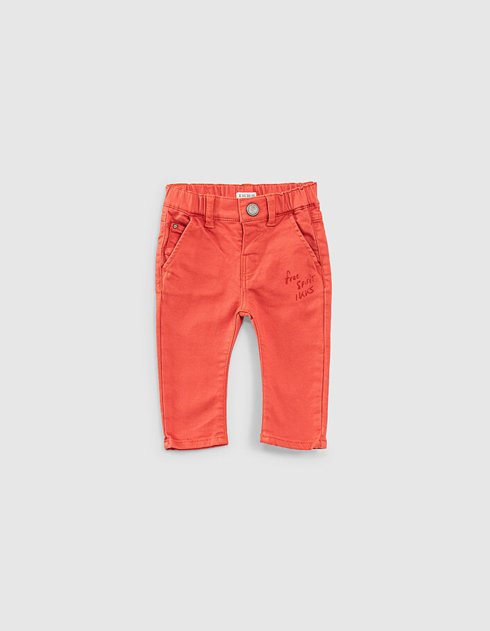Baby boys’ medium-orange organic cotton knitlook jeans-1
