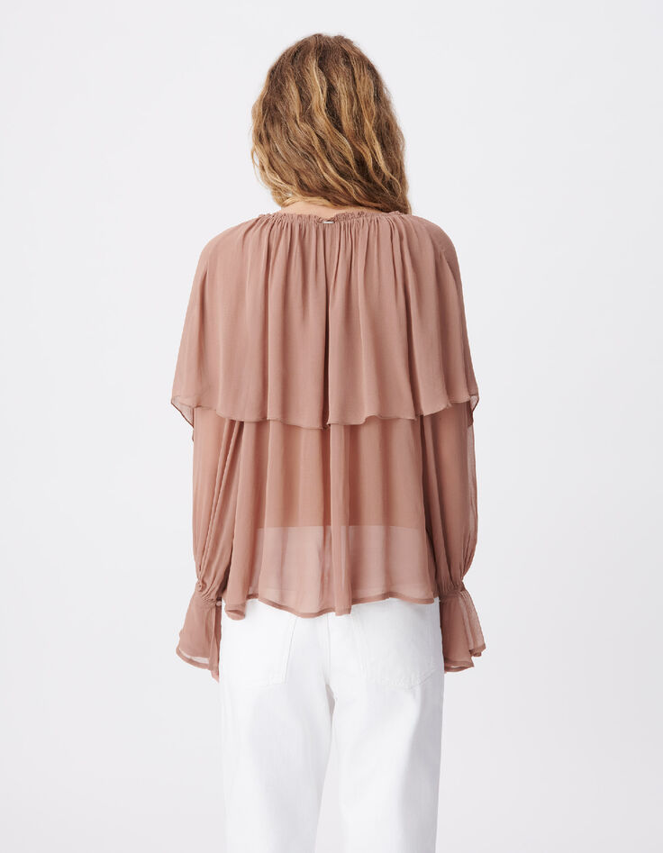 Blusa blush fluida de mujer con gran volante-5