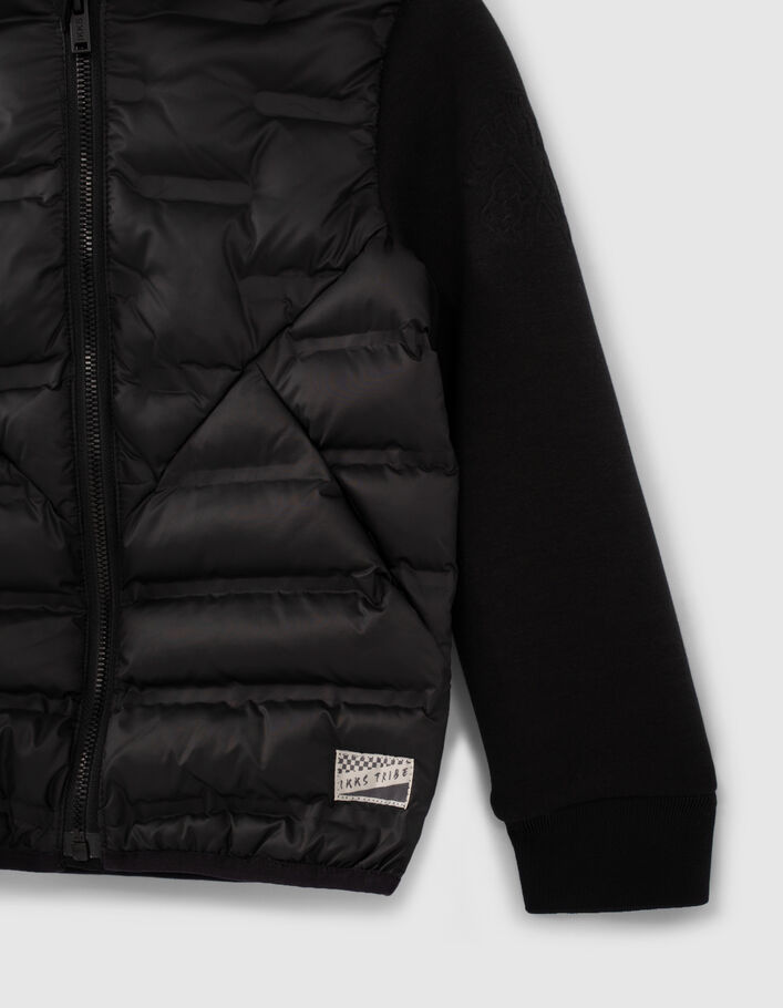 Boys' black mixed-fabric quilted body padded jacket - IKKS