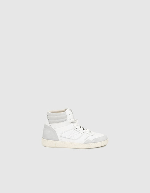Women’s white suede leather mix high-top trainers