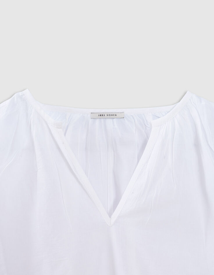 Locker sitzende wei&szlig;e Bluse mit Spitzenstickerei Damen-2