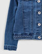 Veste en jean bio stone blue brodée dos fille -5