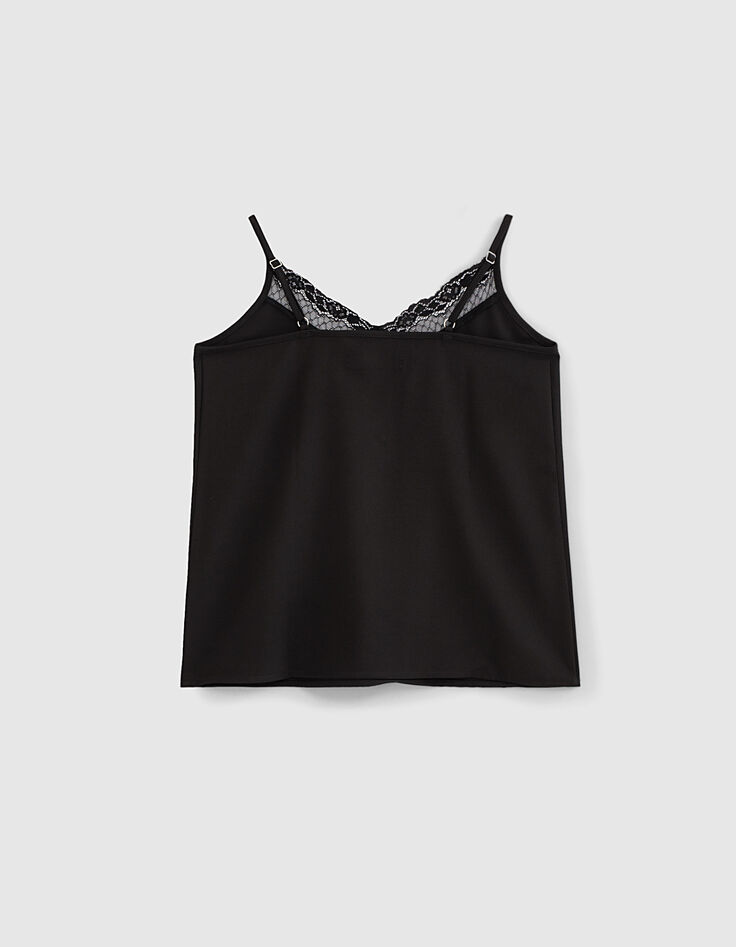 Caraco noir à dentelle avec fines bretelles fille-4