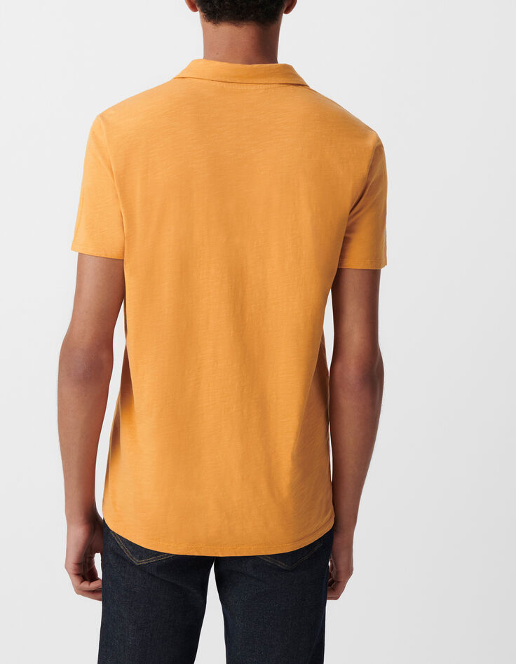 Herrenpoloshirt REGULAR, kurkuma, Biowolle, geflammt-3