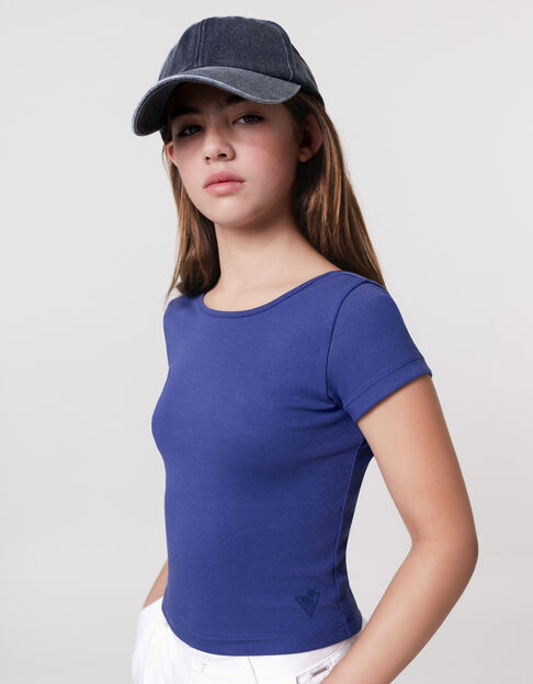 T-shirt bleu décolleté dos fille - IKKS
