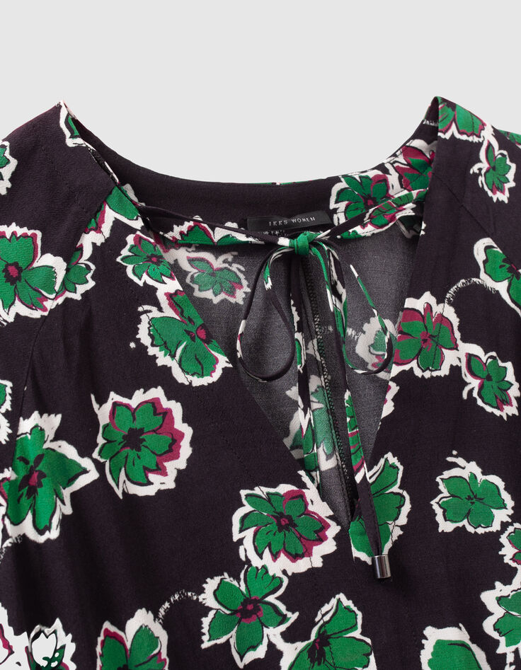 Lange zwarte jurk maxi bloemen Dames-4