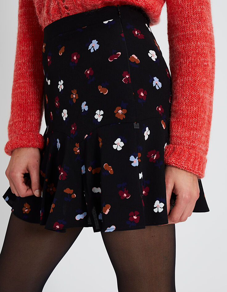 Falda negra estampado floral I.Code-4 Falda negra estampado floral I.Code-4