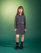 Girls' hort iridescent grey dress with bow detail-3