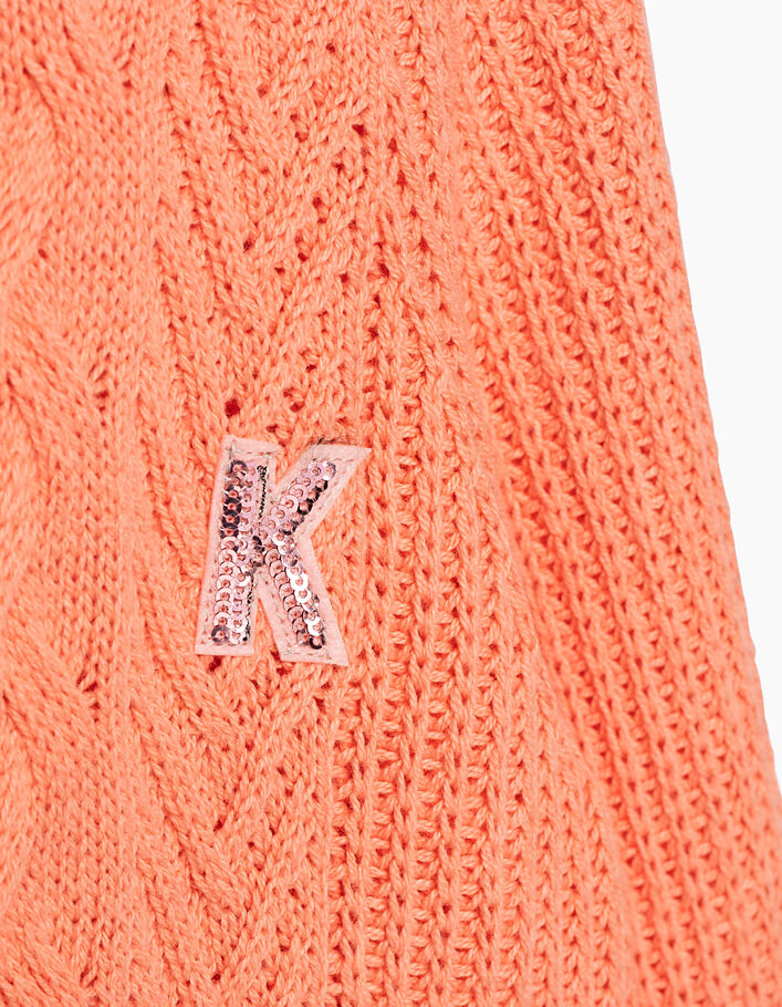 Pull Au Crochet à Trous IKKS Pour Fille - Taille 5 Ans - Couleur Blanc Et Rose - Occasion