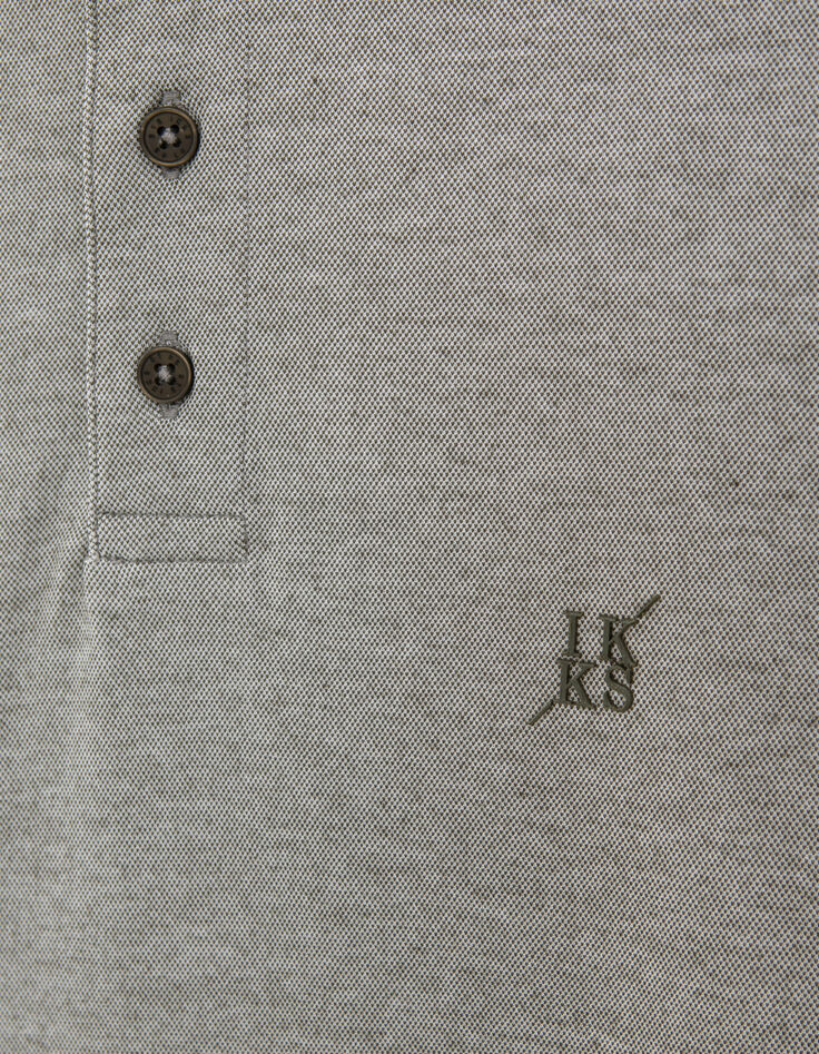 Polo caqui jaspeado bimaterial hombre-5