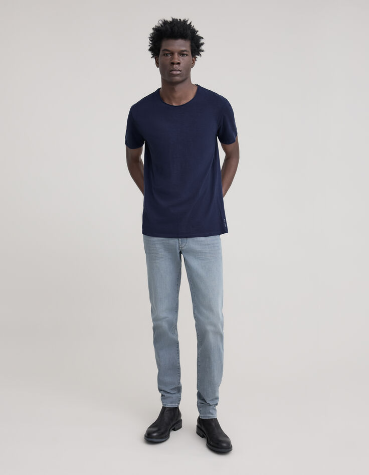 Men’s indigo organic cotton Essential round-neck T-shirt-2