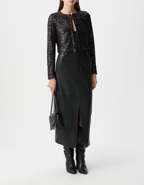 Women's short black jacket with sequin embroidery - IKKS