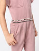 Langer rosa Mädchen-Overall mit Stickerei-3