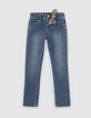 Vaqueros slim medium blue con fular ni&ntilde;a -1