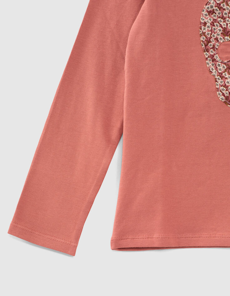 Camiseta rosa palo algod&oacute;n ecol&oacute;gico calavera ni&ntilde;a-4