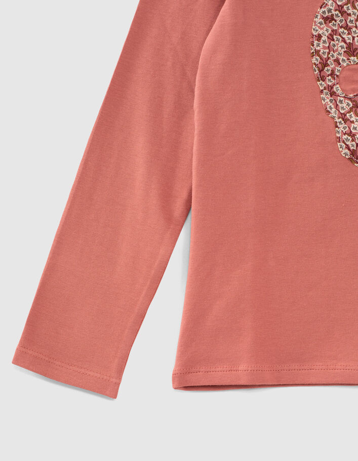 Camiseta rosa palo algodón ecológico calavera niña-6