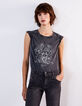 Tee-shirt Queen en coton noir acid wash femme-7