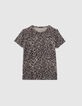 Graues T-Shirt aus Leinen und Viskose mit Druck Frau-1