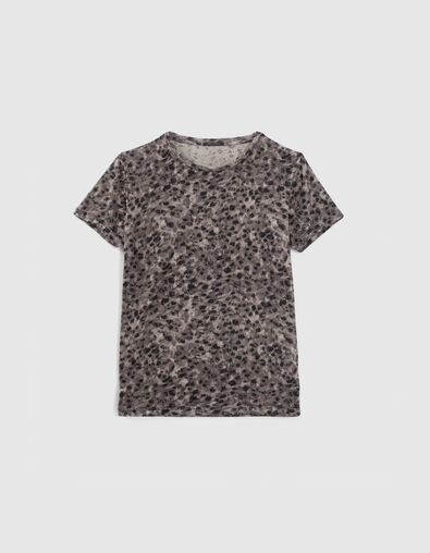 Graues T-Shirt aus Leinen und Viskose mit Druck Frau - IKKS