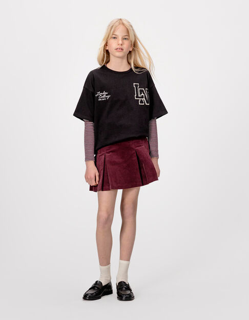 Falda corta burdeos plisada niña - IKKS