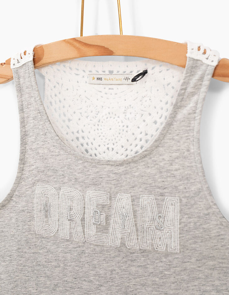 Débardeur gris chiné brodé DREAM HLDYS fille-4