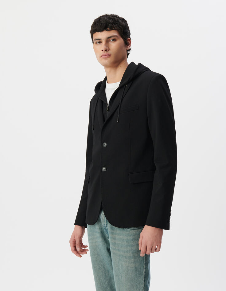 Veste noire Interlock à parementure amovible Homme-2