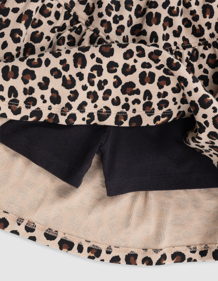 Jupe-short beige imprim&eacute; l&eacute;opard d&eacute;coupe fille-4