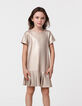 Robe dorée bas plissé fille-1