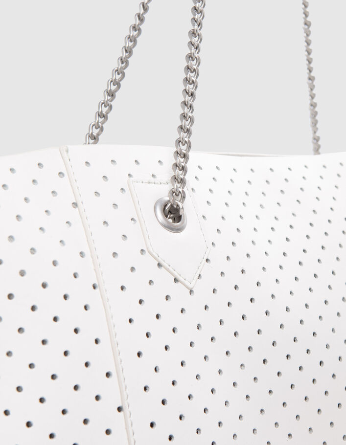 Women’s white perforated leather oversize tote bag - IKKS
