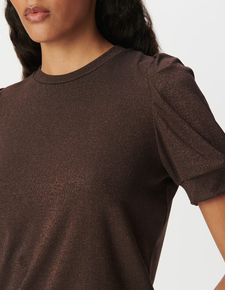 Camiseta marrón irisado punto acanalado irisado-5