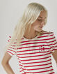 Women’s sailor stripe-style cotton T-shirt, chest badges-4