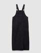 Robe-salopette midi en jean gris fendue fille-4