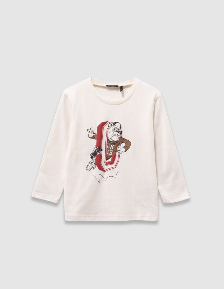 Ecru T-shirt biokatoen hond-rugbyman jongens-1 Ecru T-shirt biokatoen hond-rugbyman jongens-1
