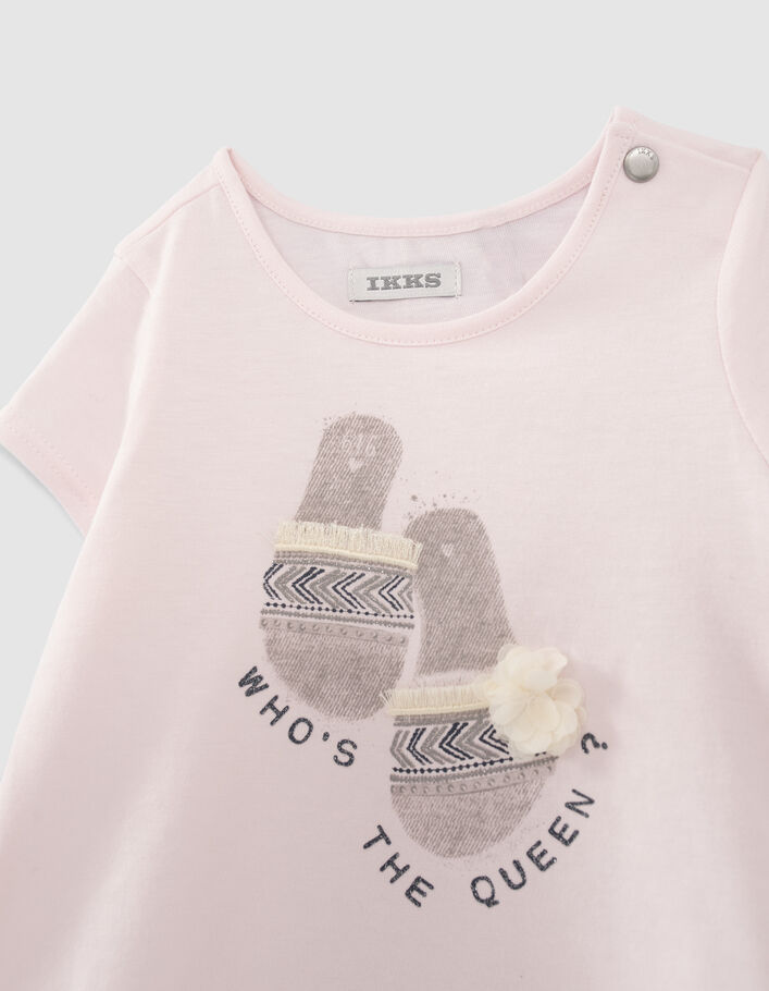 Baby girls’ pink sandals image organic cotton T-shirt - IKKS