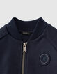 Cárdigan navy estilo teddy con letras niño -3