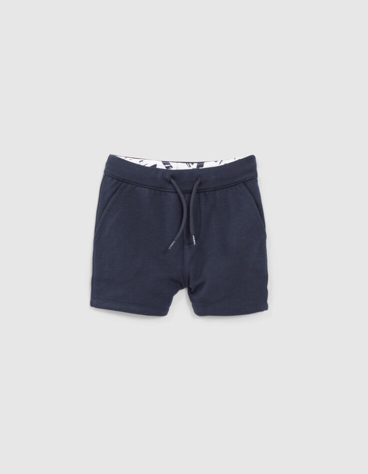 Baby boys' navy/origami print reversible shorts-1