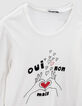 T-shirt écru cœur avec les doigts mini me fille-2