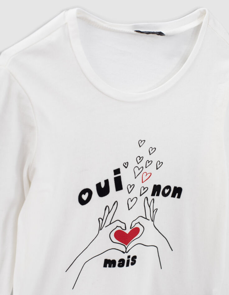 T-shirt écru cœur avec les doigts mini me fille-2