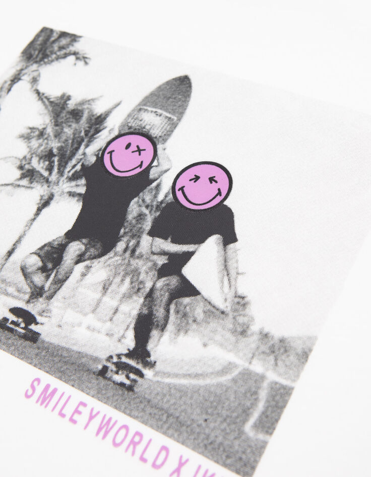 Wit T-shirt biokatoen foto skaters SMILEYWORLD jongens-4
