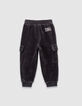 Pantalon de jogging gris maille velours côtelé garçon-3