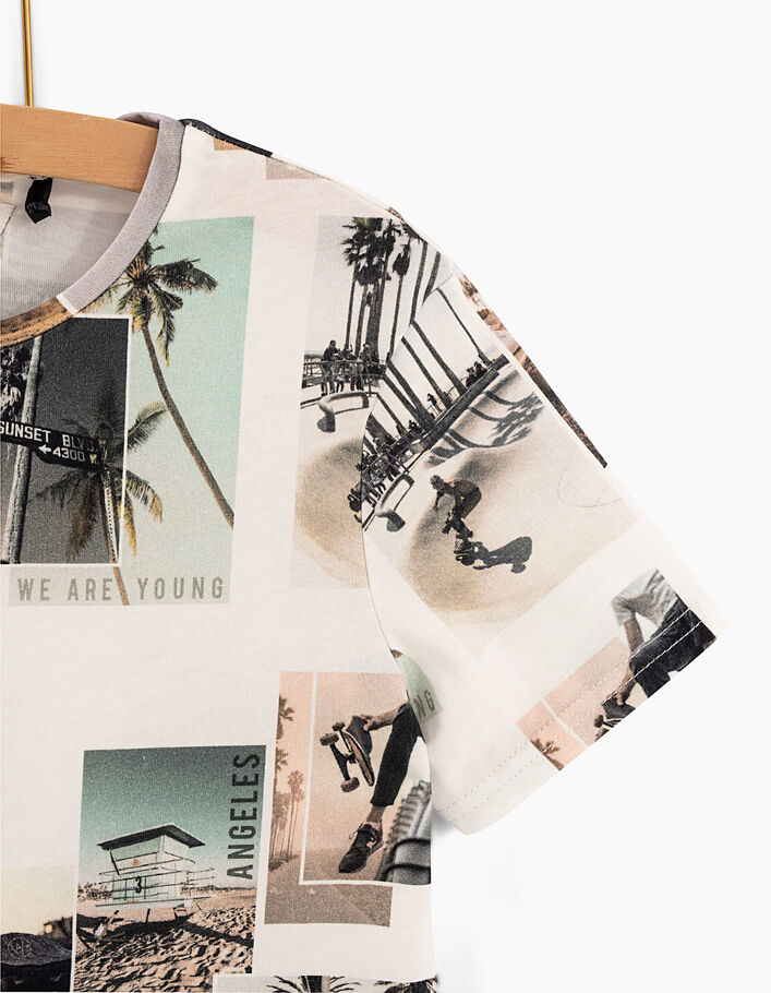 Cremeweißes Jungen-T-Shirt mit Skatepark-Print  - IKKS